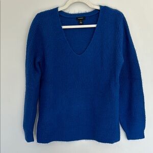 Halogen Women's Blue Cozy Ribbed V-Neck Tunic Sweater